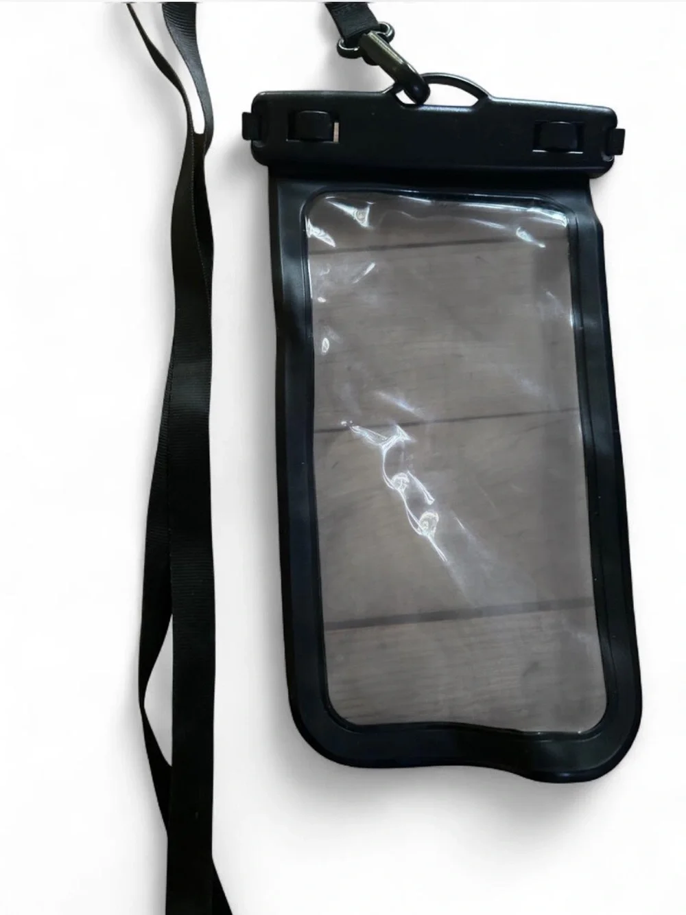 Clear Waterproof Phone Pouch with Black Strap